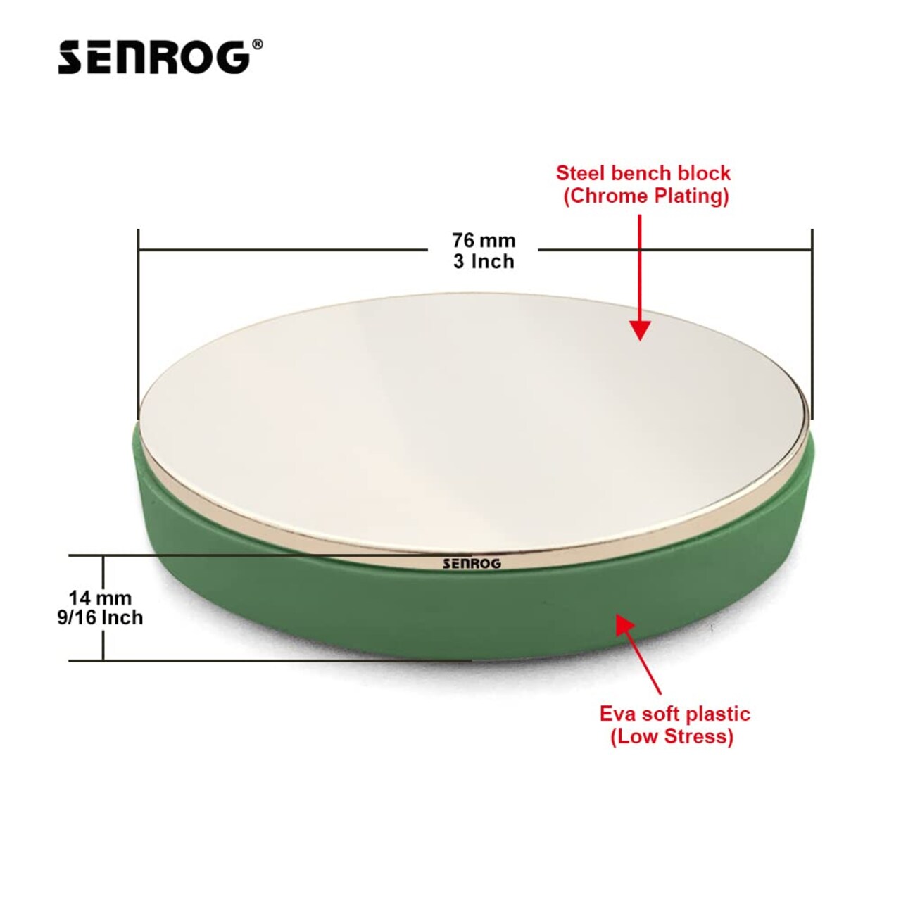 Bench Block for Jewelry Making, No-Rebound Steel Block, Dia:3'' Height: 9/16'', Jewelry Metal Stamping Tools for Jewelry Making & Metal Stamping, Alloy Steel, Mirror Surface, Chrome-Plating